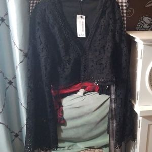 Boohoo Black Crochet Lace Crop Top